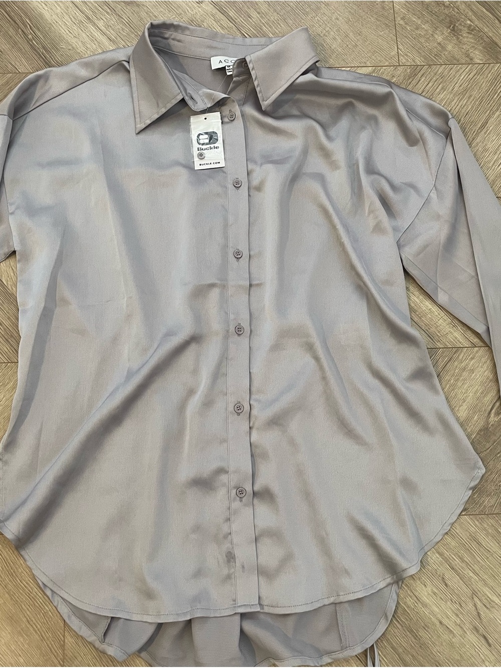 ACCO Relaxed Button-Front Blouse in Light Gray